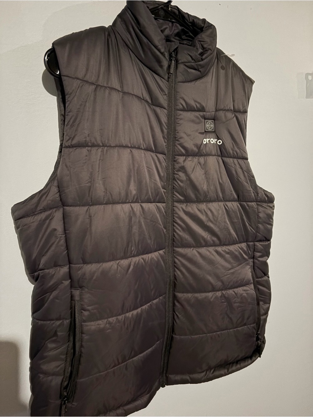 Ororo Black Insulated Full Zip Heated Vest with Pockets Size L No Battery Pack